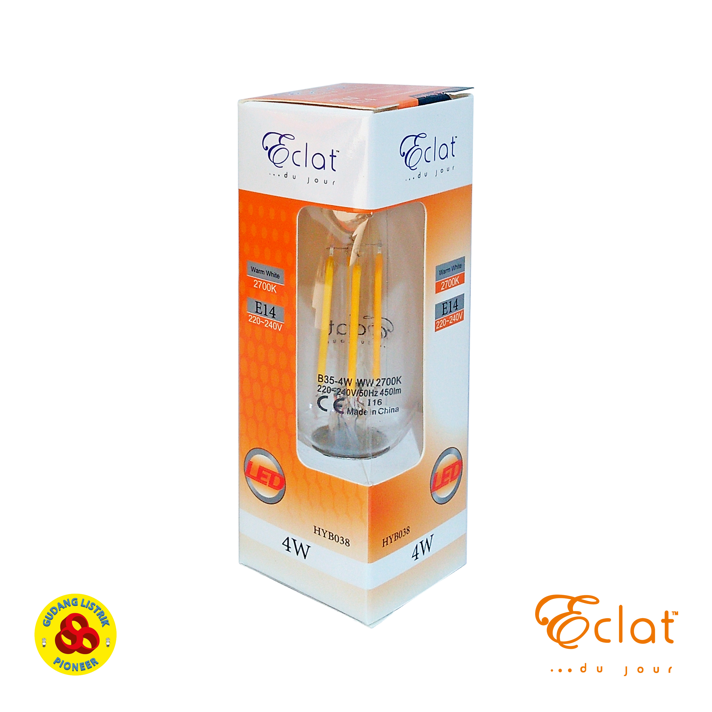 LED FILAMENT ECLAT CANDLE 4W 27K E14 CL HYB038 