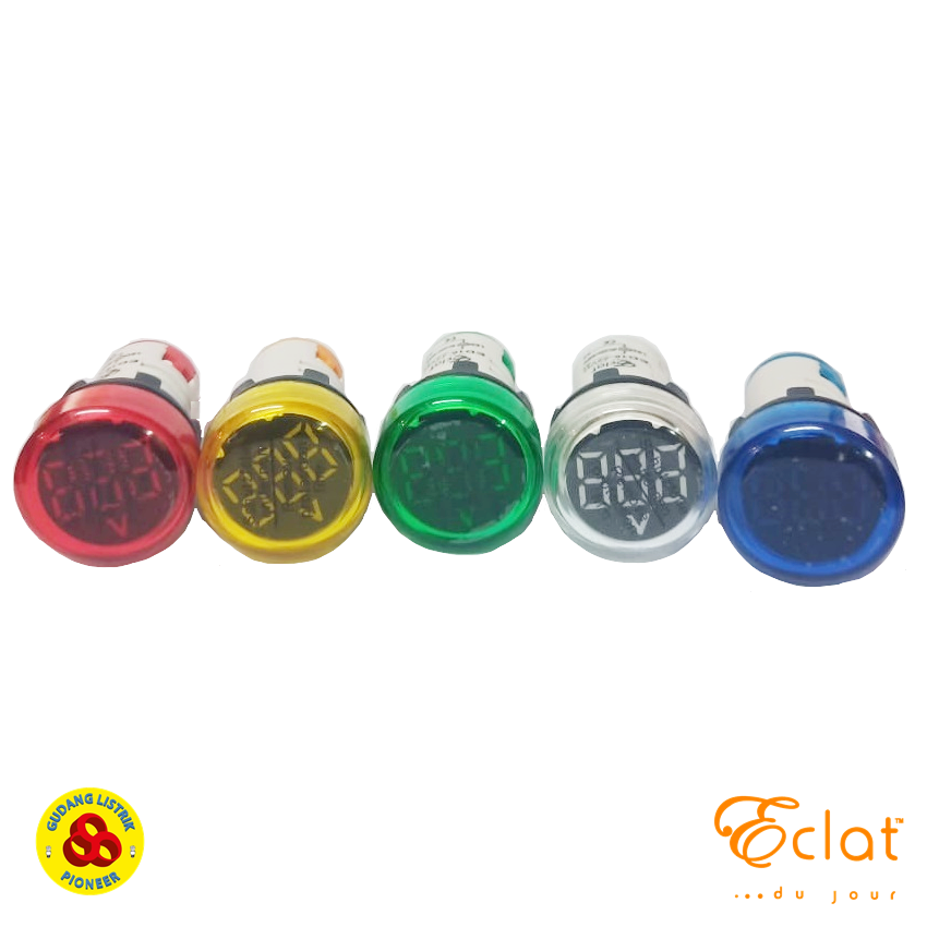 Eclat Pilot Lamp LED Volt Meter 22mm 20-500V Round Panel Yellow Indicator