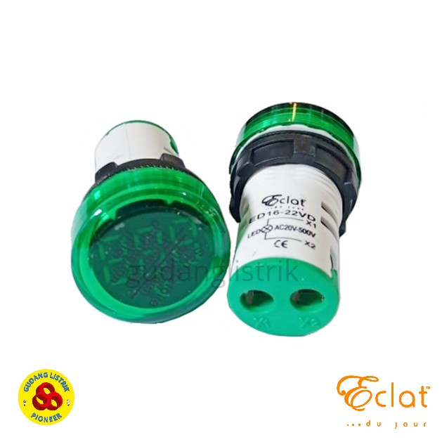 Eclat Pilot Lamp LED Volt Meter 22mm 20-500V Round Panel Green Indicator