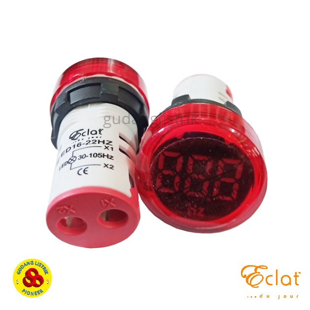 Eclat Pilot Lamp LED Hz Meter 22mm 30-105Hz Round Panel Frequency Red Indicator