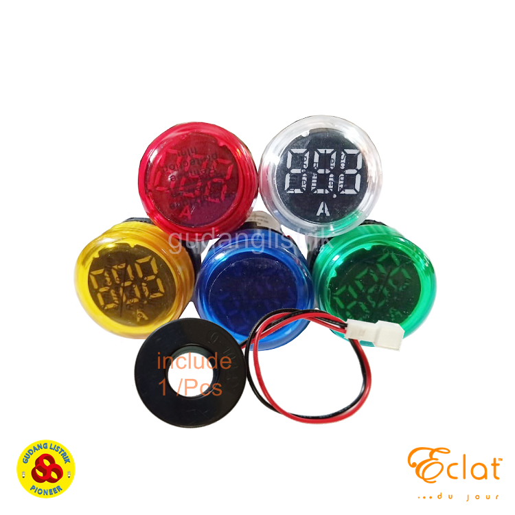Eclat Pilot Lamp LED Amp Meter 22mm 0-100A Round Panel Yellow Indicator