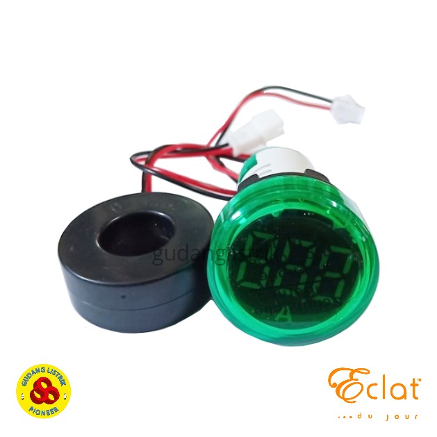 Eclat Pilot Lamp LED Amp Meter 22mm 0-100A Round Panel Green Indicator