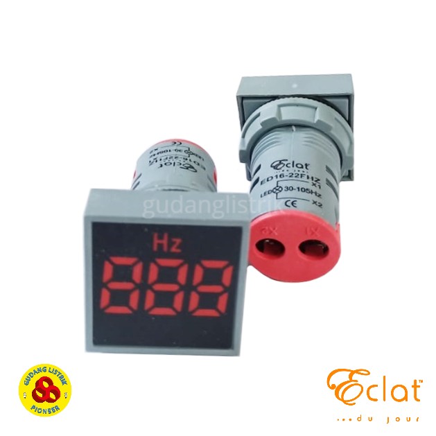 Eclat Pilot Lamp LED Hz Meter 22mm 30-105Hz Square Panel Frequency Red Indicator