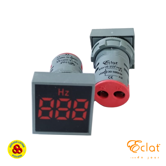 Eclat Pilot Lamp LED Hz Meter 22mm 30-105Hz Square Panel Frequency Red Indicator
