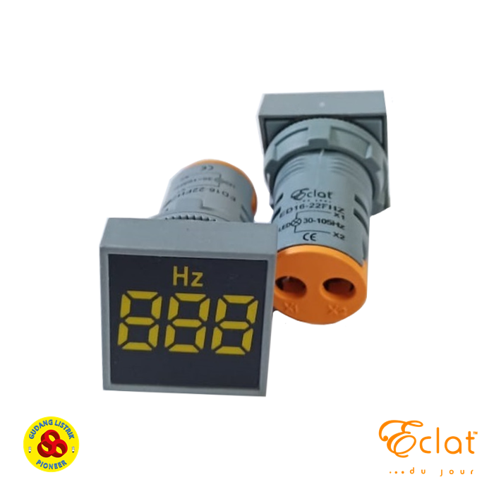 Eclat Pilot Lamp LED Hz Meter 22mm 30-105Hz Square Panel Frequency Yellow Indicator