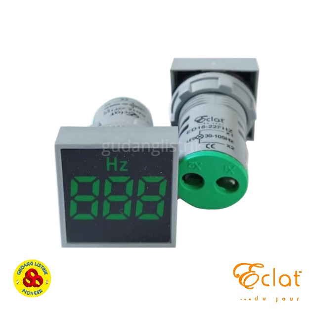 Eclat Pilot Lamp LED Hz Meter 22mm 30-105Hz Square Panel Frequency Green Indicator