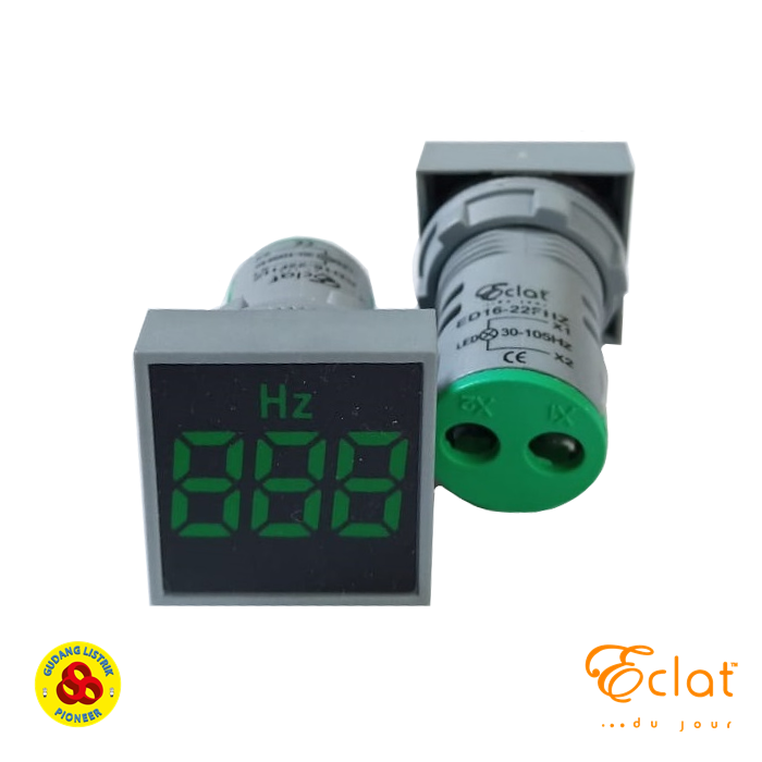 Eclat Pilot Lamp LED Hz Meter 22mm 30-105Hz Square Panel Frequency Green Indicator