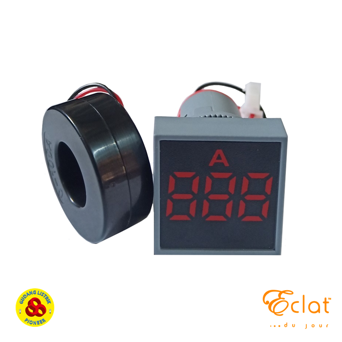 Eclat Pilot Lamp LED Amp Meter 22mm 0-100A Square Panel Amp Red Indicator