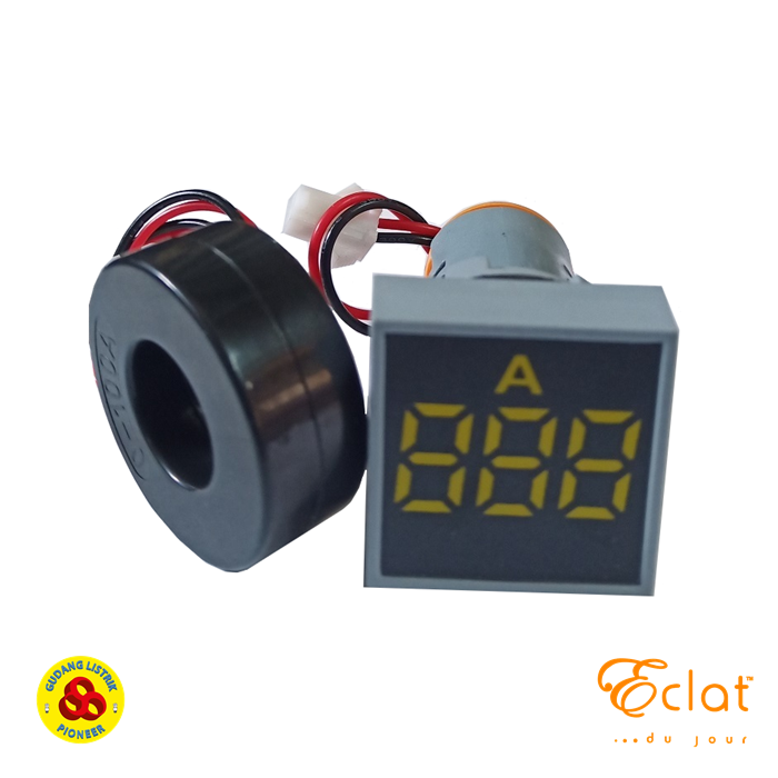 Eclat Pilot Lamp LED Amp Meter 22mm 0-100A Square Panel Amp Yellow Indicator