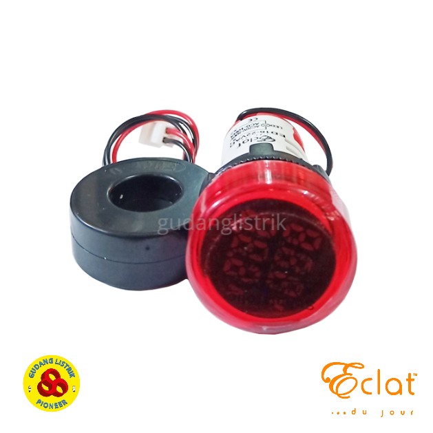 Eclat Pilot Lamp LED Amp Volt Meter 22mm 0-100A 20-500V Round LED Red Indicator