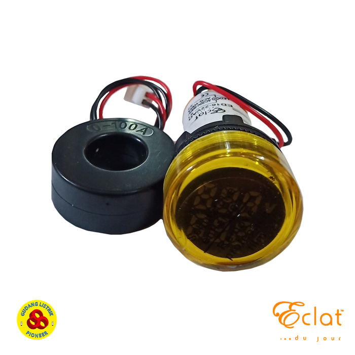 Eclat Pilot Lamp LED Amp Volt Meter 22mm 0-100A 20-500V Round LED Yellow Indicator
