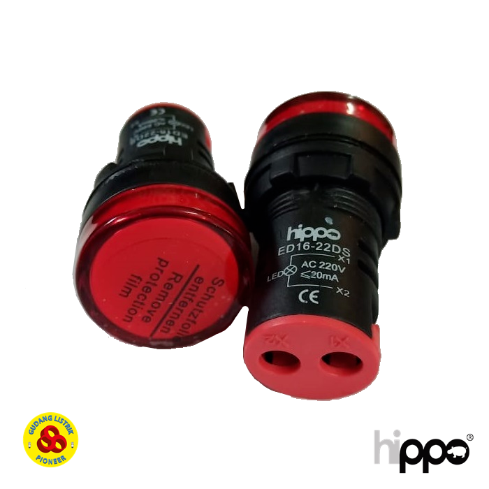 Hippo Pilot Lamp LED 22mm 220V AC Panel LED Red Indicator 22mm