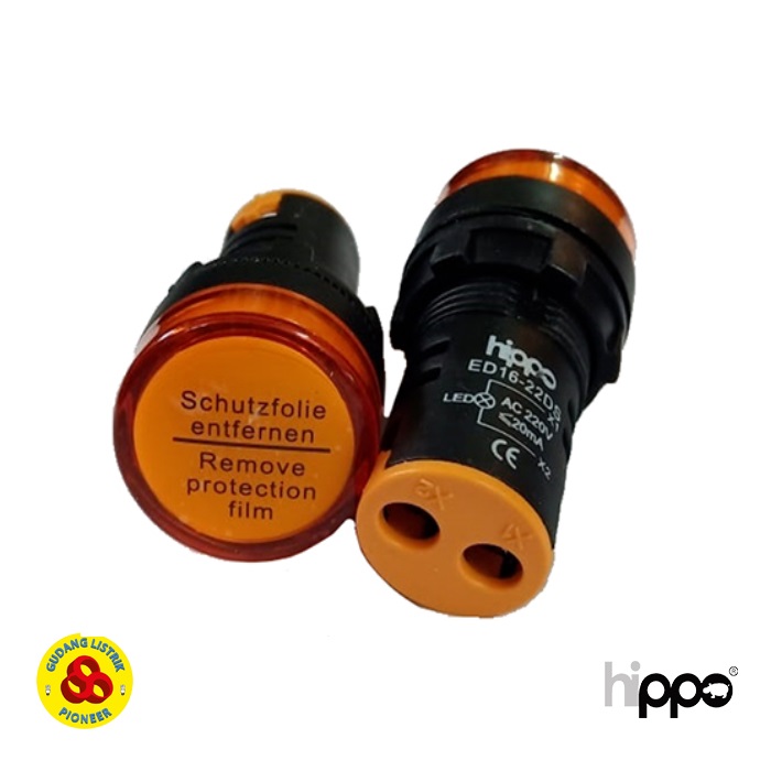 Hippo Pilot Lamp LED 22mm 220V AC Panel LED Yellow Indicator 22mm